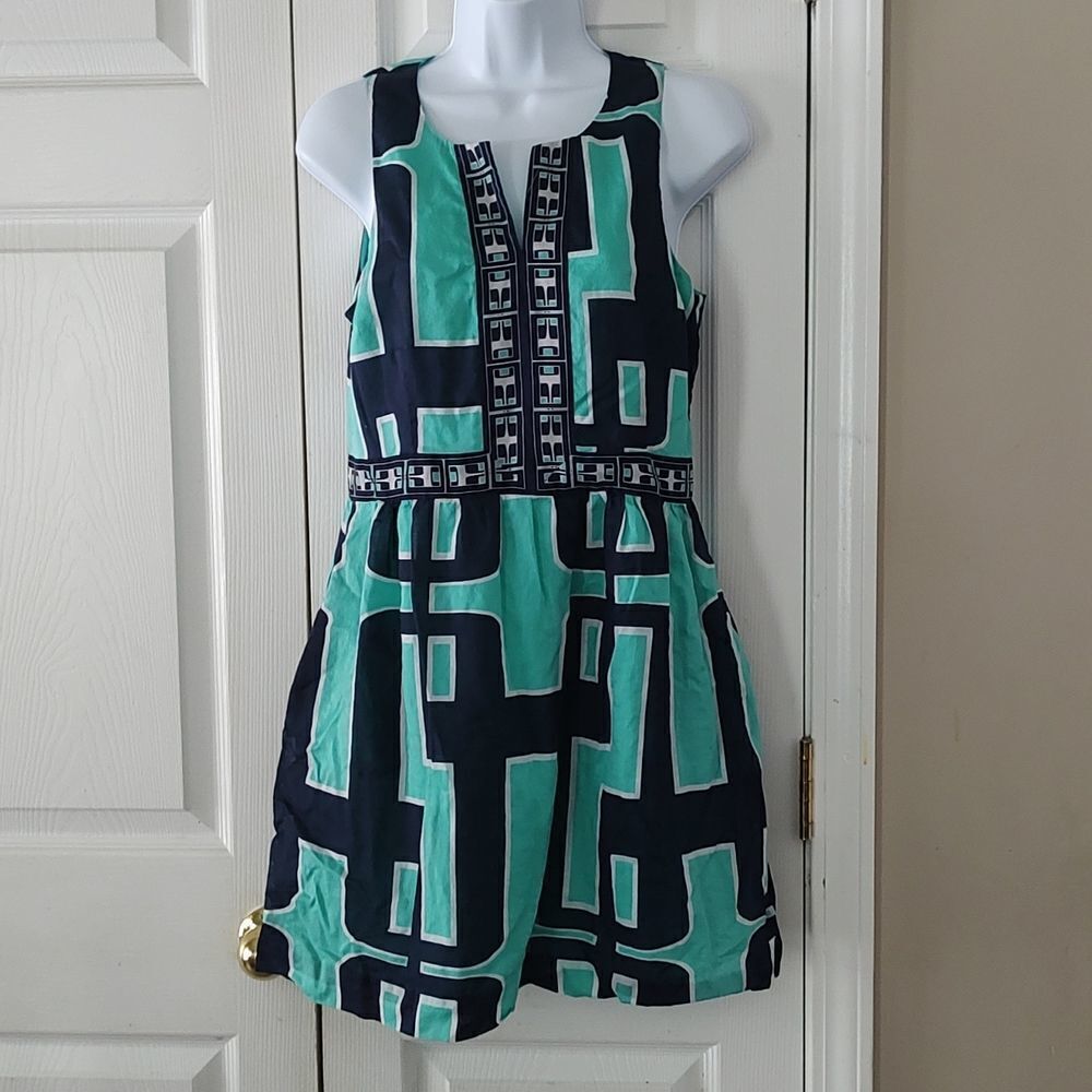 Crown & Ivy mint navy dress with pockets  Sz 8P EUC